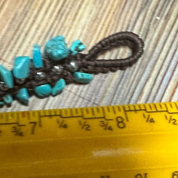 Natural Raw Turquoise Gemstone Beaded Handmade Boho Bracelet 8” Strength Chakra - Picture 2 of 2